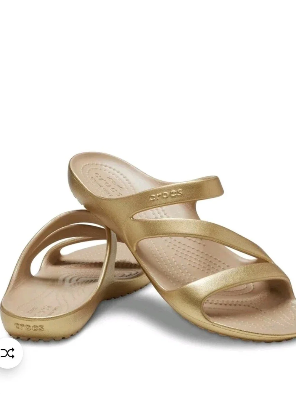 CROCS Kadee II Metallic Sandals Women's Gold Strappy Slide Sandals Size 7 New